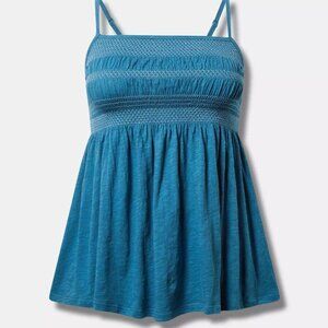Torrid Blue Ruched Babydoll Tank size 1X or 14-16